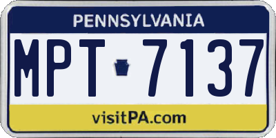 PA license plate MPT7137