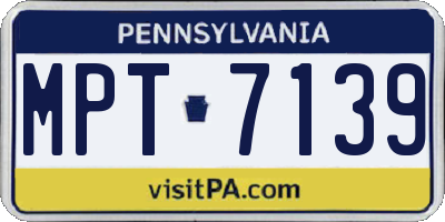 PA license plate MPT7139