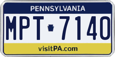 PA license plate MPT7140