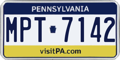 PA license plate MPT7142