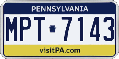 PA license plate MPT7143