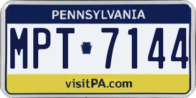 PA license plate MPT7144
