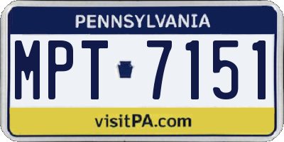 PA license plate MPT7151