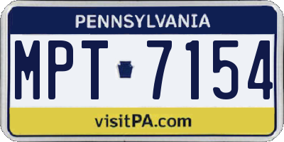 PA license plate MPT7154