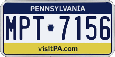 PA license plate MPT7156