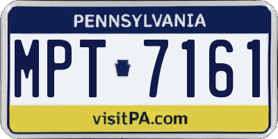PA license plate MPT7161