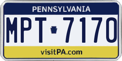 PA license plate MPT7170