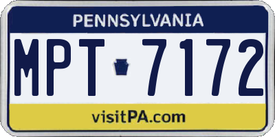 PA license plate MPT7172