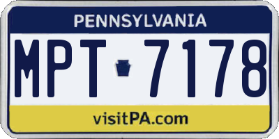 PA license plate MPT7178