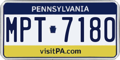 PA license plate MPT7180