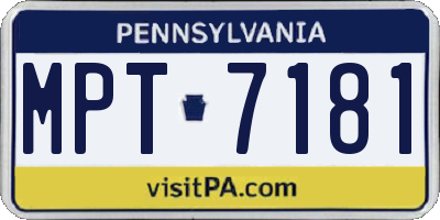 PA license plate MPT7181