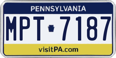 PA license plate MPT7187
