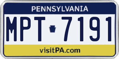 PA license plate MPT7191