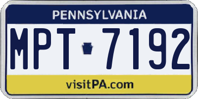 PA license plate MPT7192