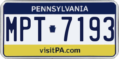 PA license plate MPT7193