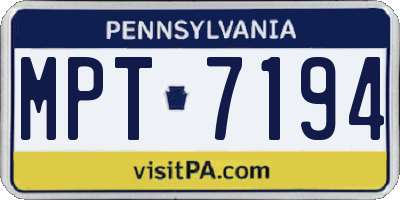 PA license plate MPT7194