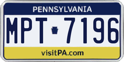 PA license plate MPT7196