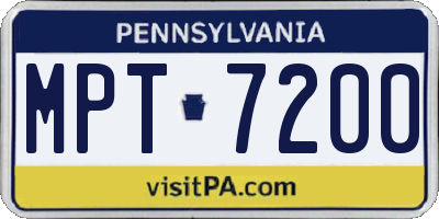 PA license plate MPT7200