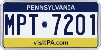 PA license plate MPT7201
