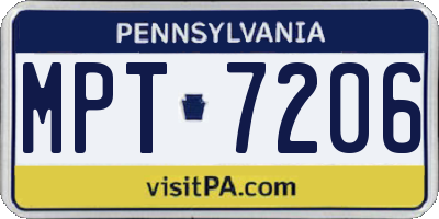 PA license plate MPT7206