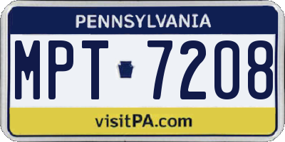 PA license plate MPT7208