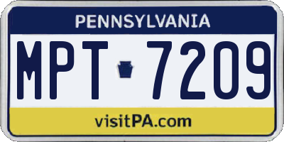 PA license plate MPT7209