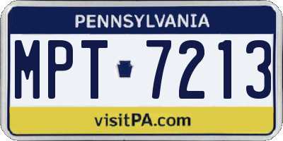 PA license plate MPT7213