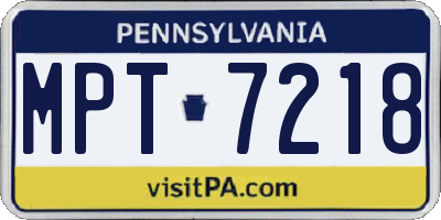 PA license plate MPT7218