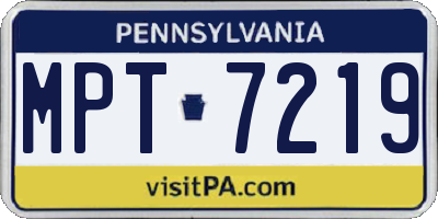 PA license plate MPT7219