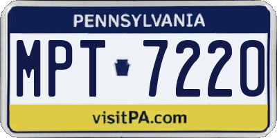 PA license plate MPT7220