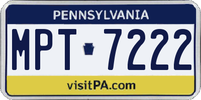 PA license plate MPT7222