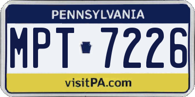 PA license plate MPT7226