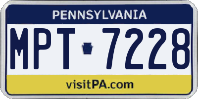 PA license plate MPT7228