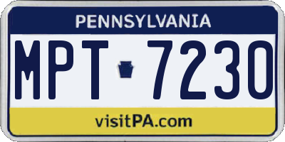 PA license plate MPT7230