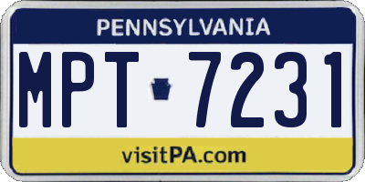 PA license plate MPT7231