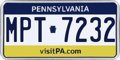 PA license plate MPT7232