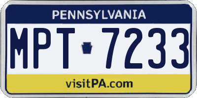 PA license plate MPT7233