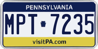 PA license plate MPT7235