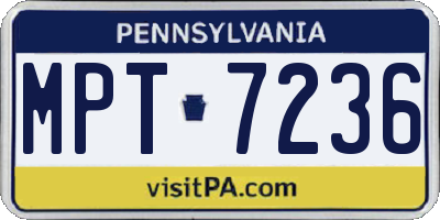PA license plate MPT7236