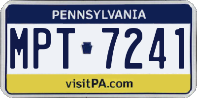 PA license plate MPT7241
