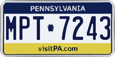 PA license plate MPT7243