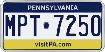 PA license plate MPT7250