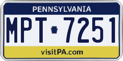 PA license plate MPT7251
