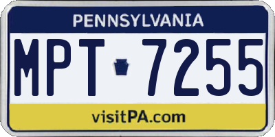 PA license plate MPT7255