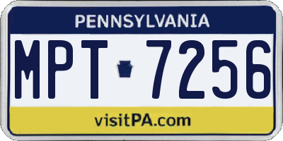 PA license plate MPT7256
