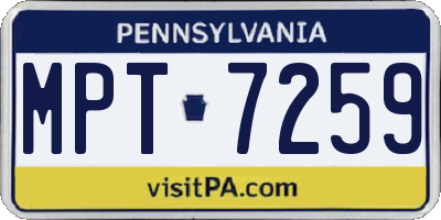 PA license plate MPT7259