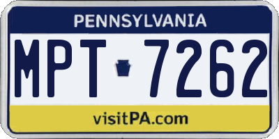 PA license plate MPT7262