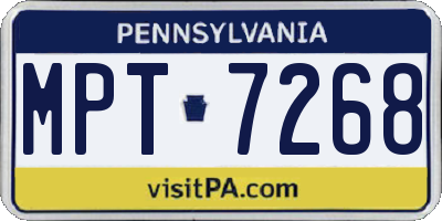 PA license plate MPT7268