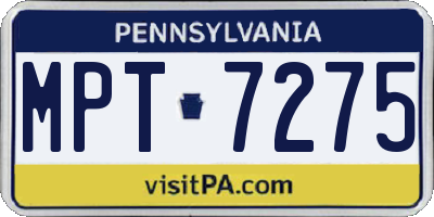 PA license plate MPT7275