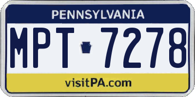 PA license plate MPT7278